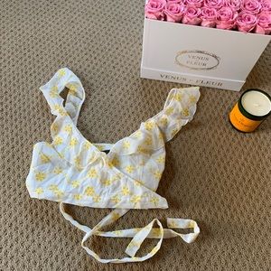 Free People Intimately Yellow White Eyelet Crop